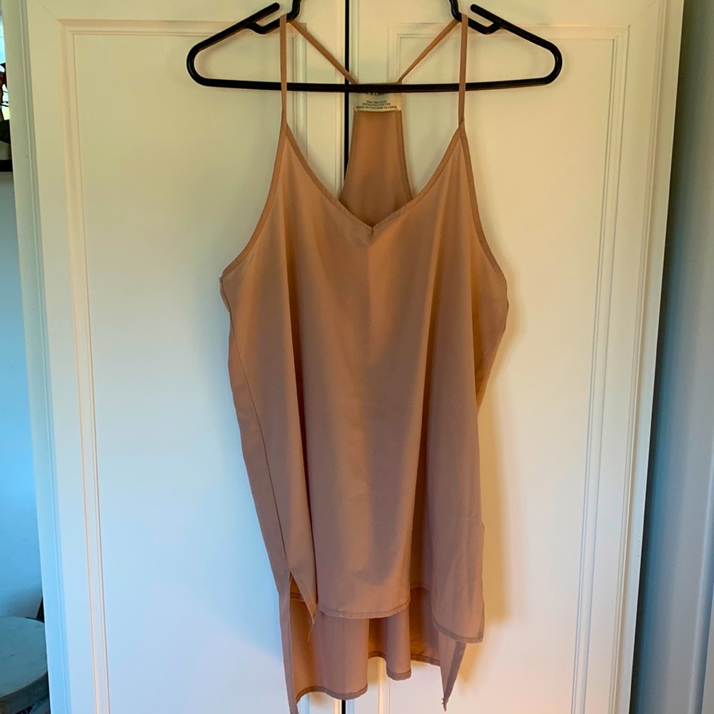 High Low beige racer back cami Tunic Tank top M